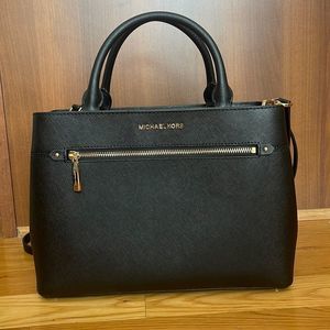 Michael Kors Hailee Medium Black Saffiano Leather Satchel